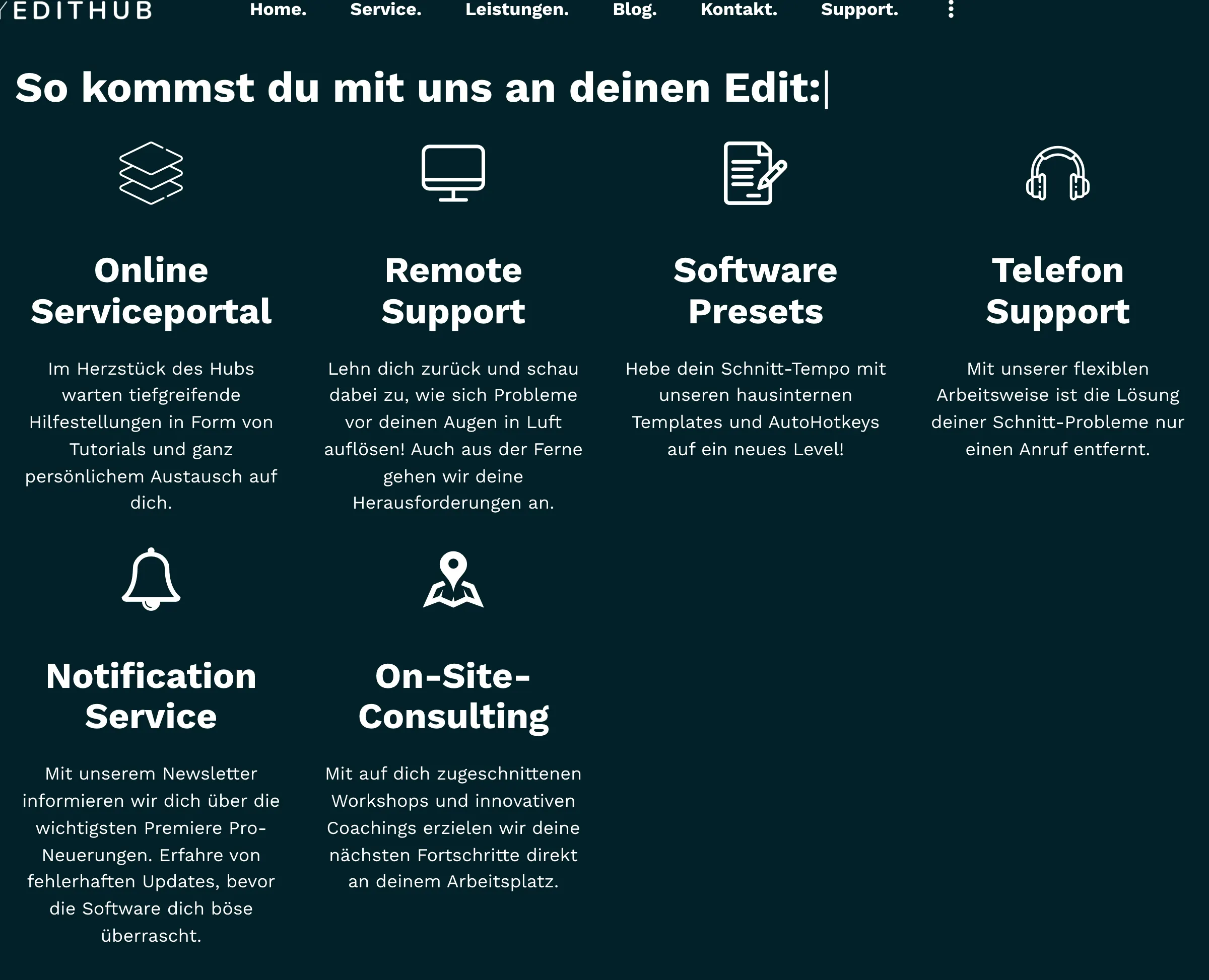 Bild vergrößern MYEDITHUB Website — Abschnitt 3