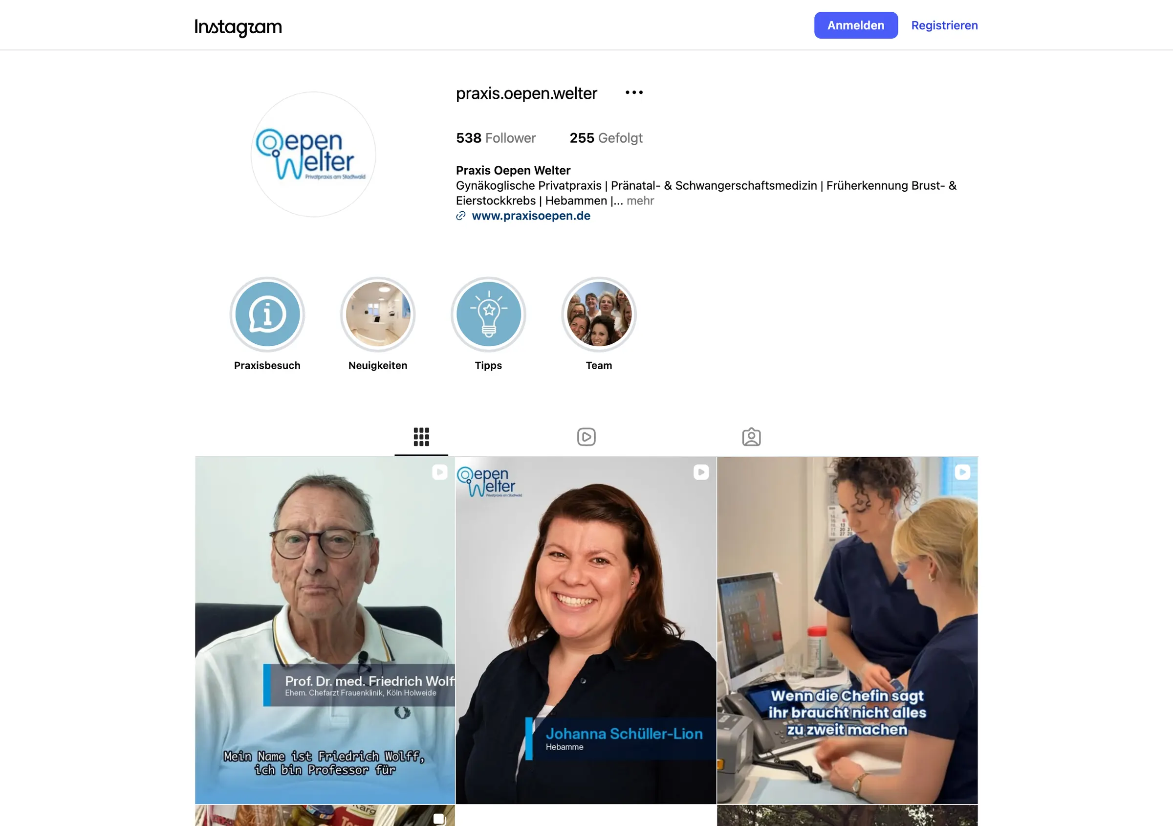 Social media for Praxis Oepen Welter — Instagram