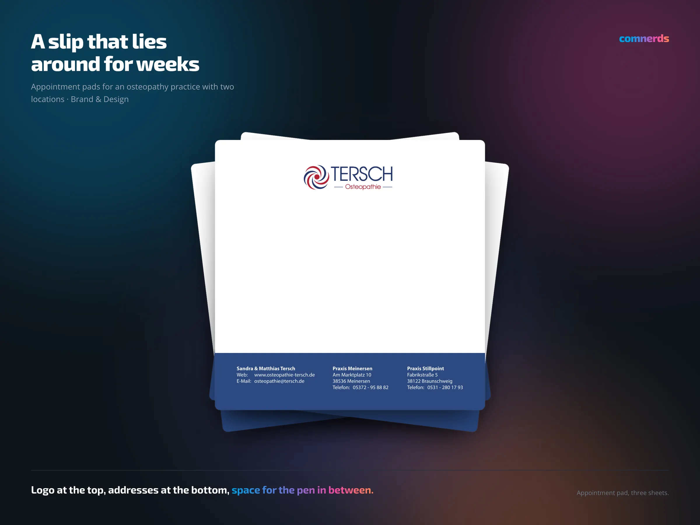 Appointment pads for Praxis Tersch — image 1