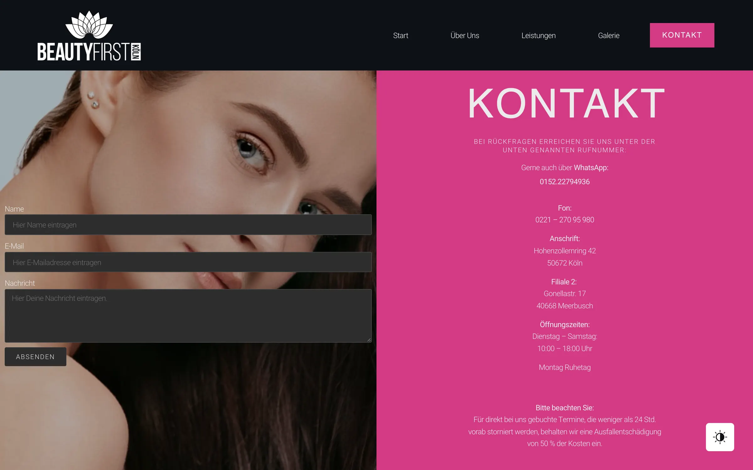 Beauty First Köln web sitesi — alt sayfa 3