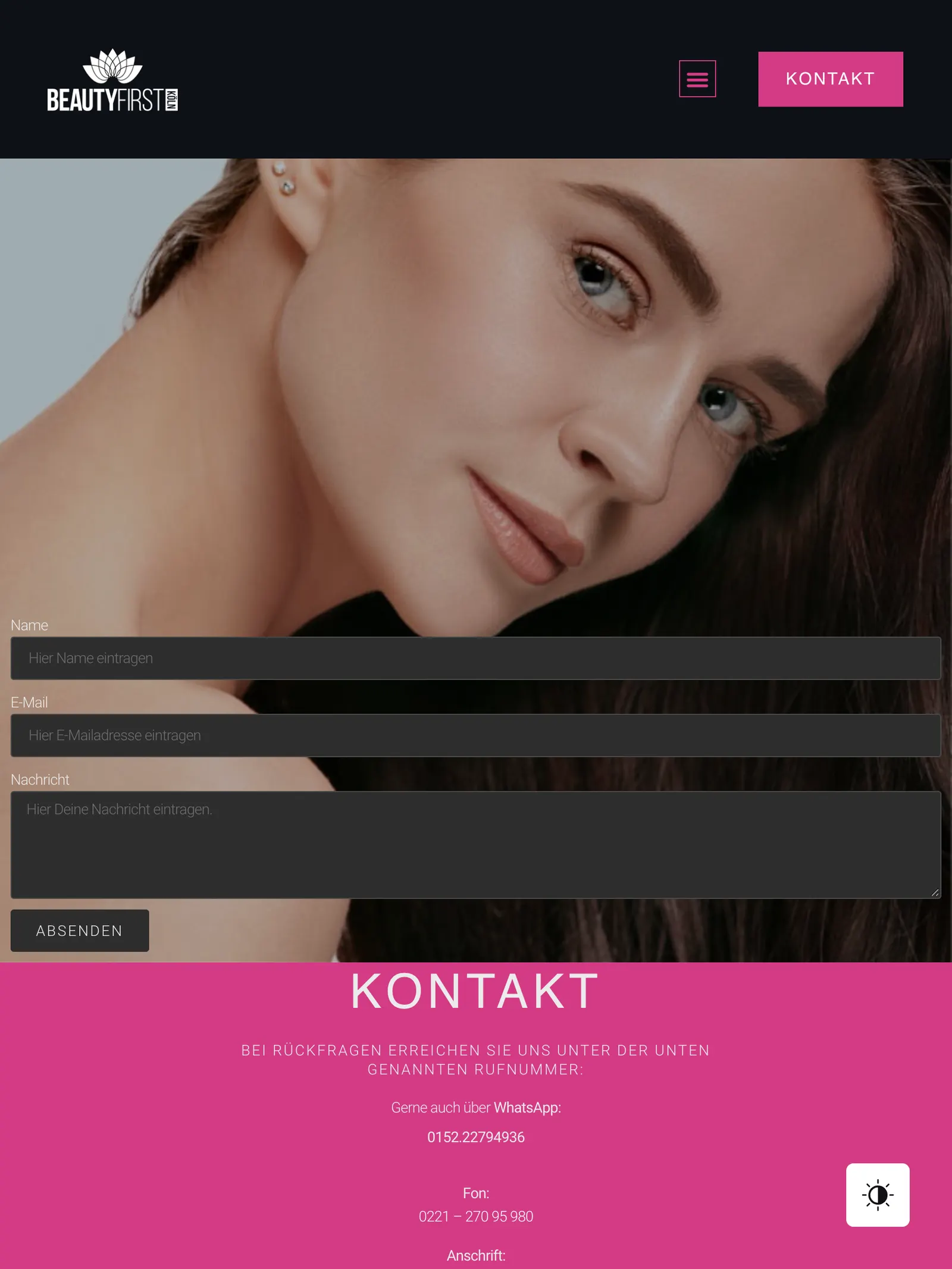 Beauty First Köln web sitesi — alt sayfa 8