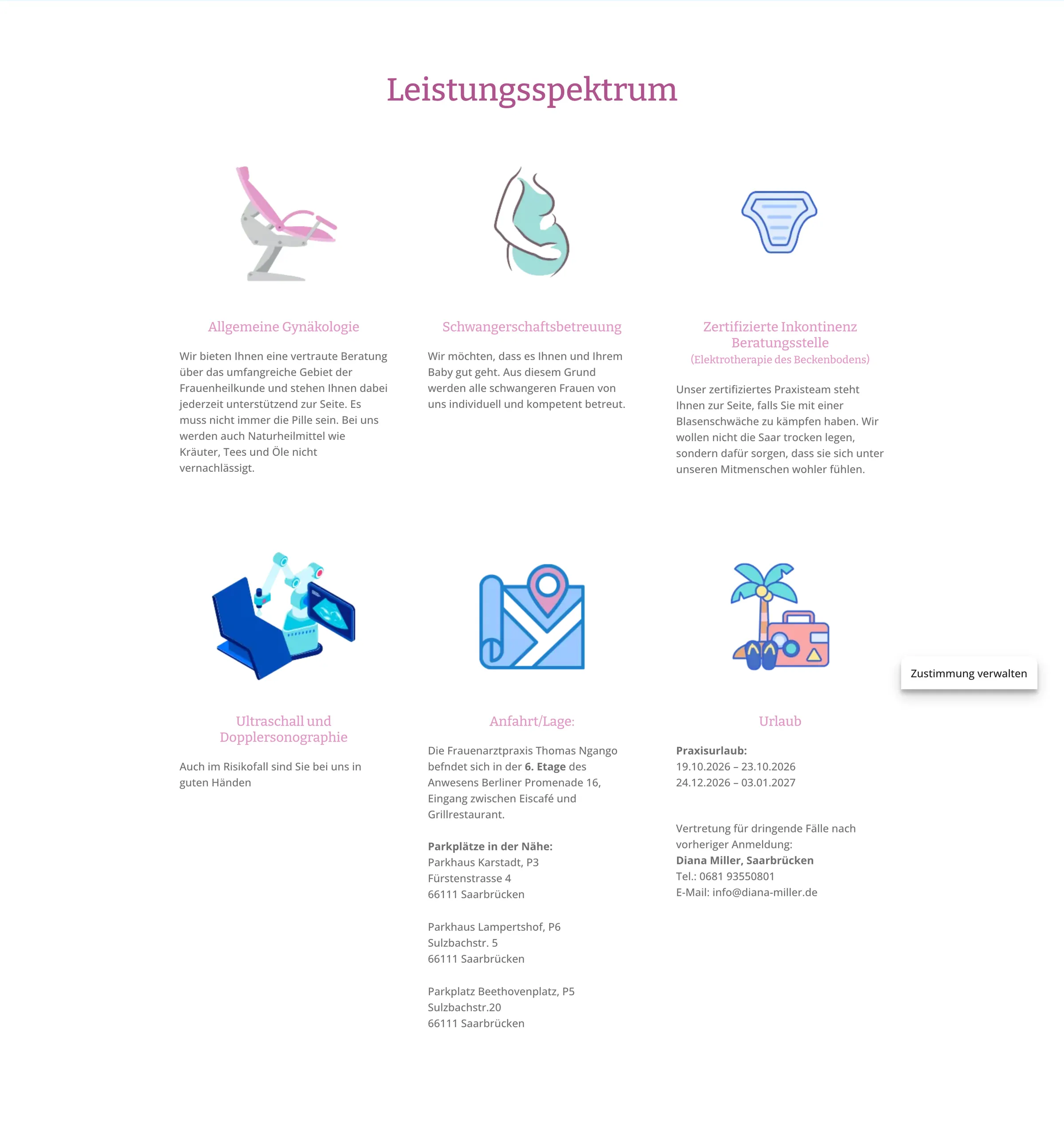 Frauenarzt Ngango website — section 2
