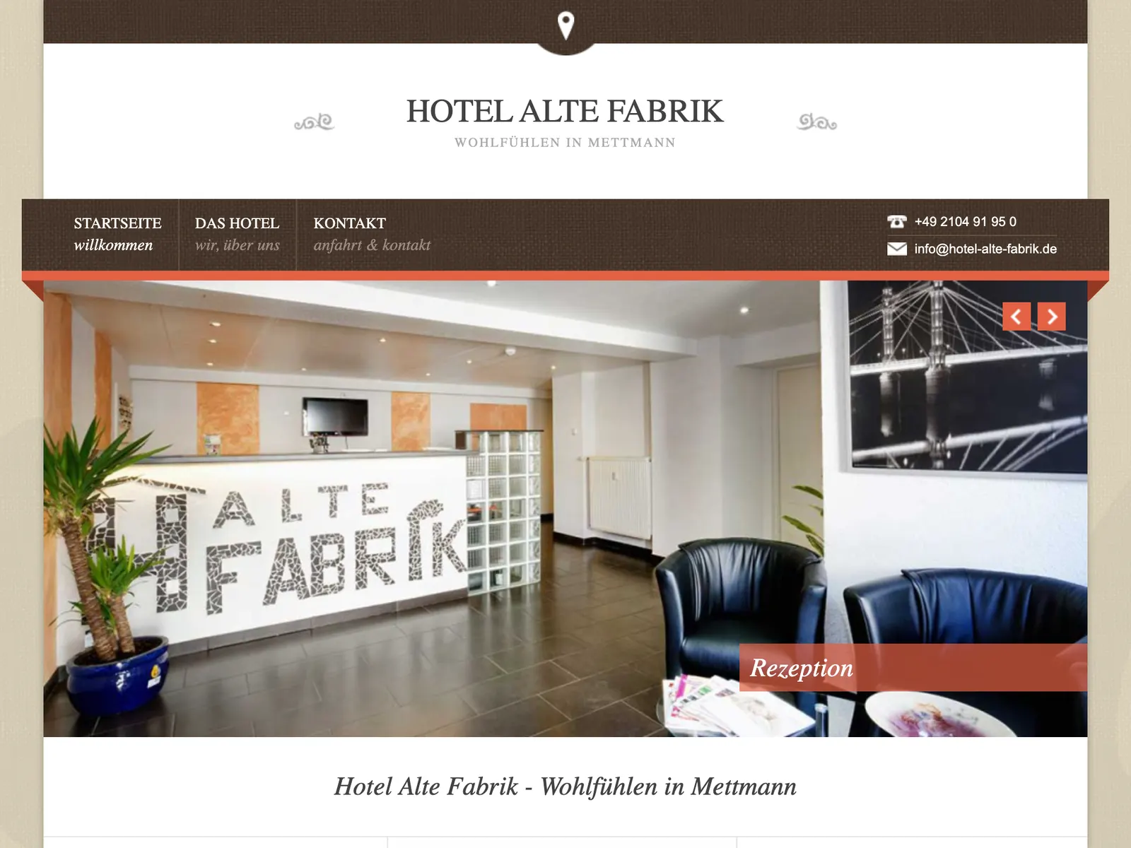 Website Hotel Alte Fabrik — Startseite · 
