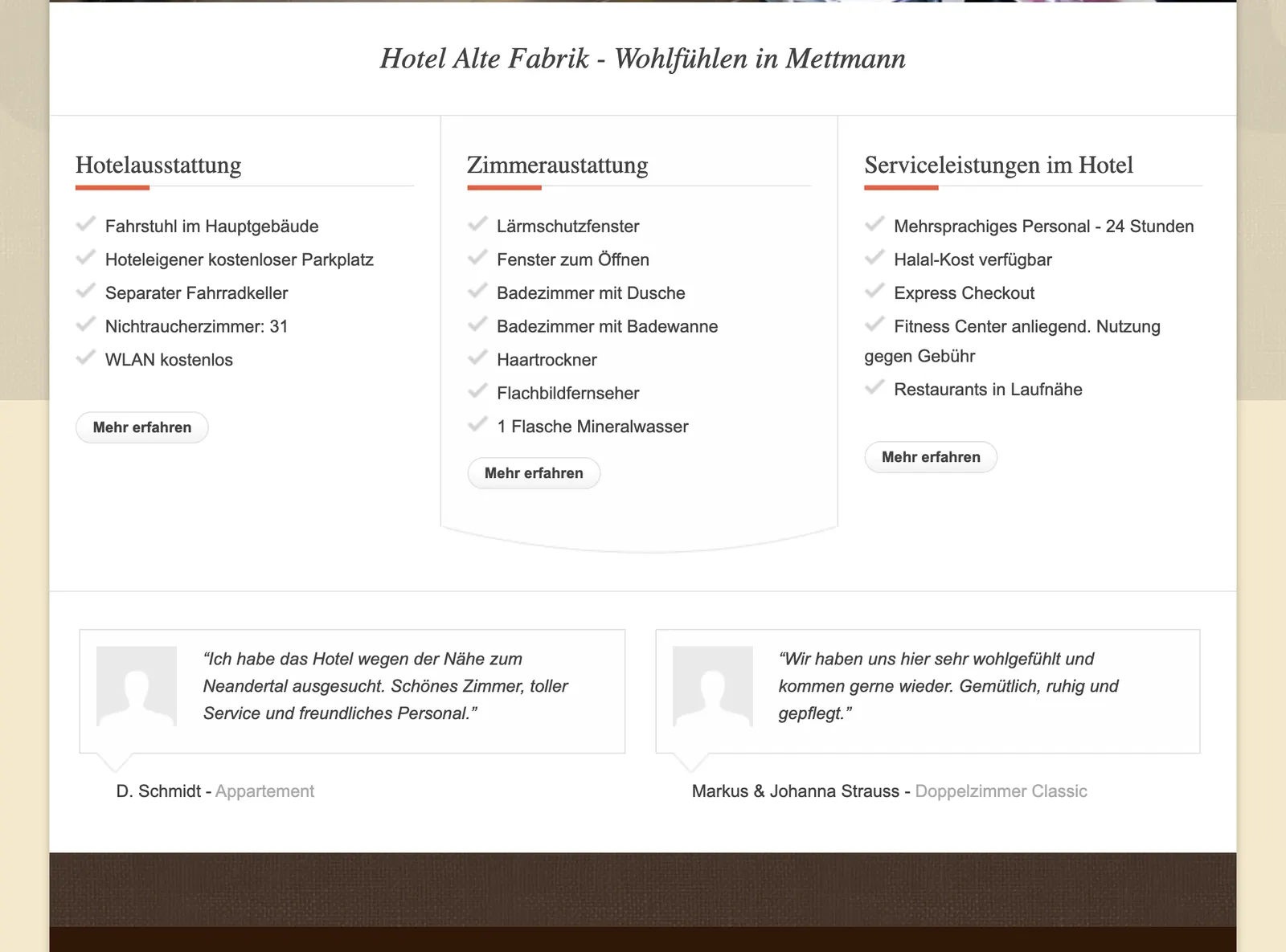 Hotel Alte Fabrik website — section 2