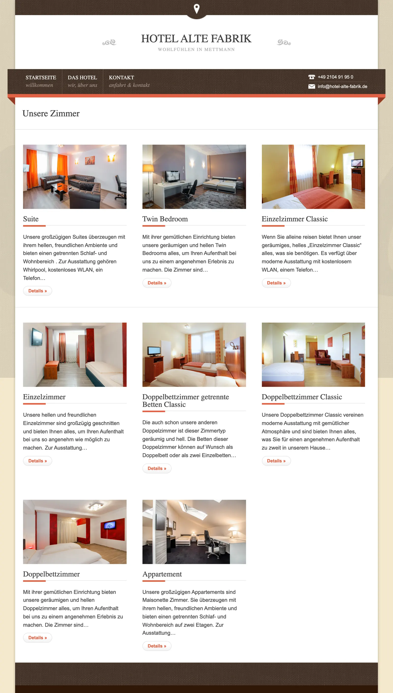 Hotel Alte Fabrik website — section 3