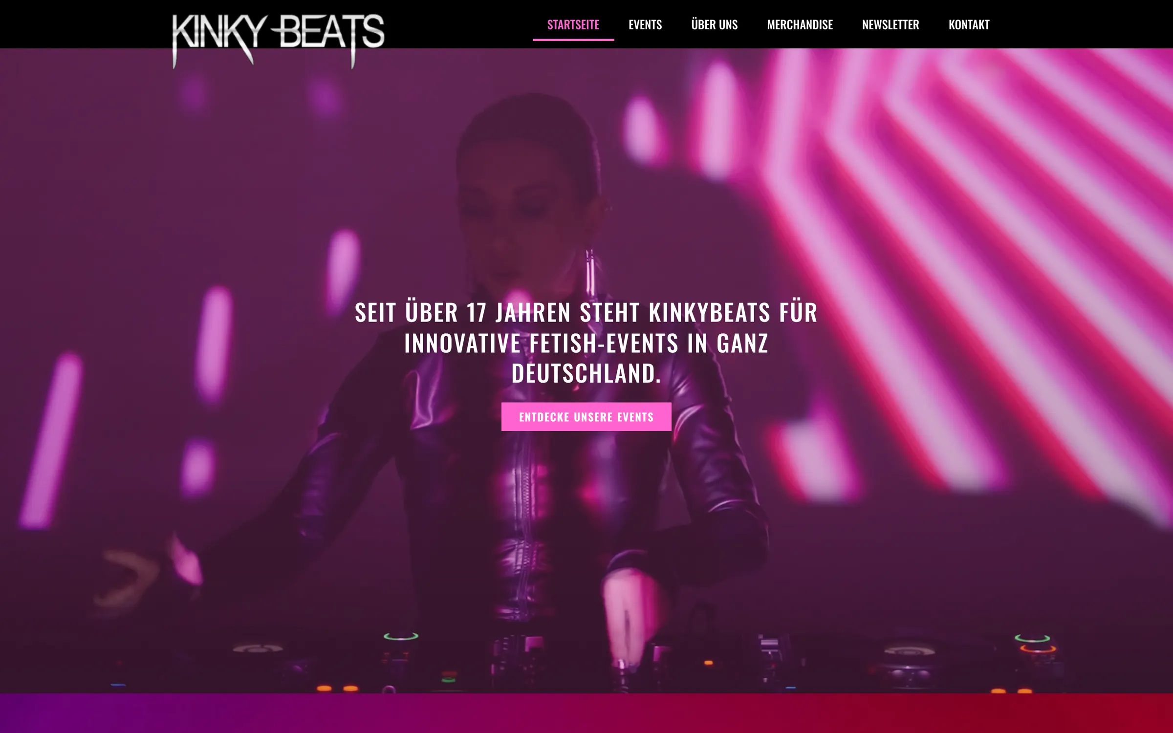 Website Kinky Beats — Startseite · Desktop