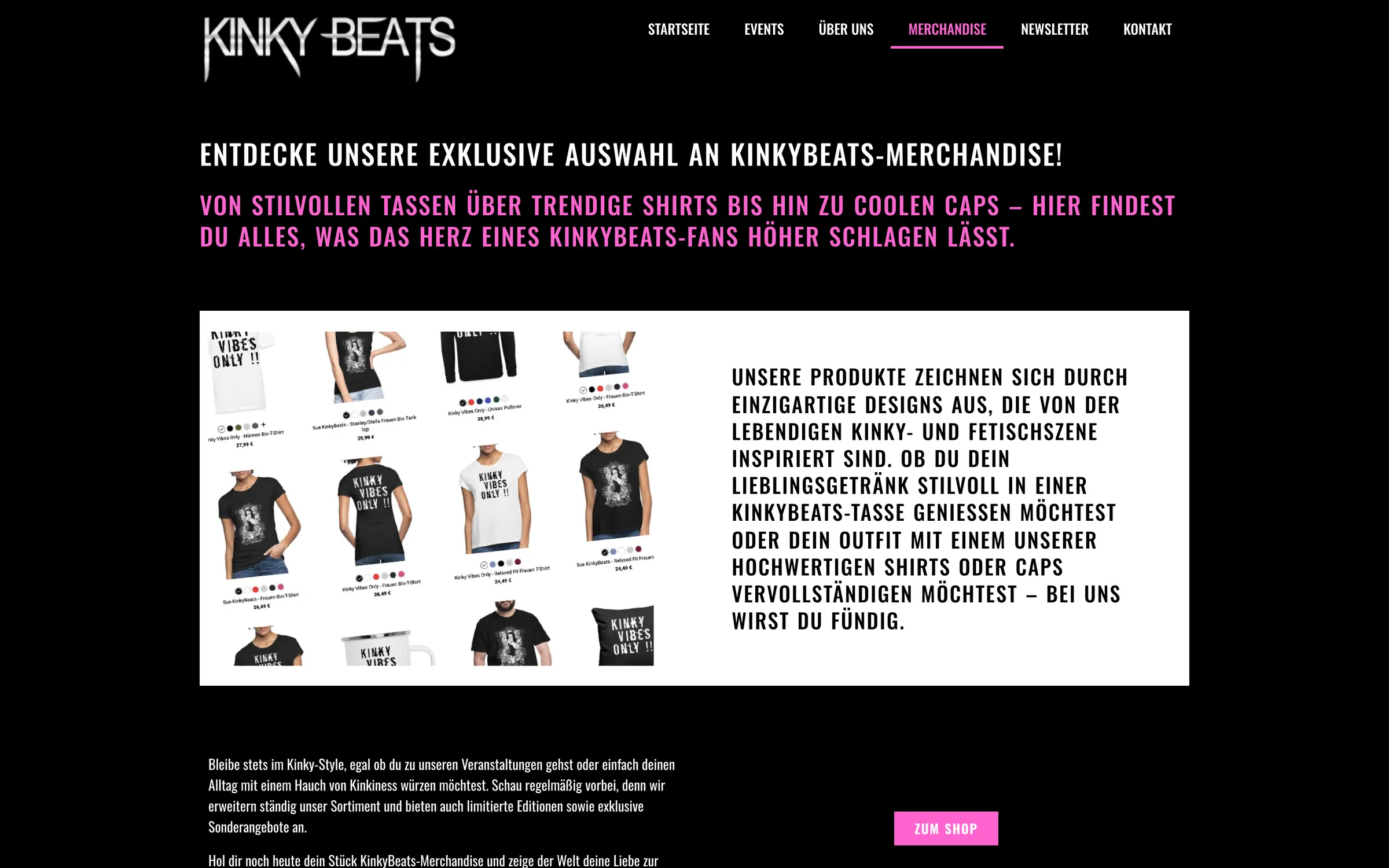 Bild vergrößern Website Kinky Beats — Unterseite 1