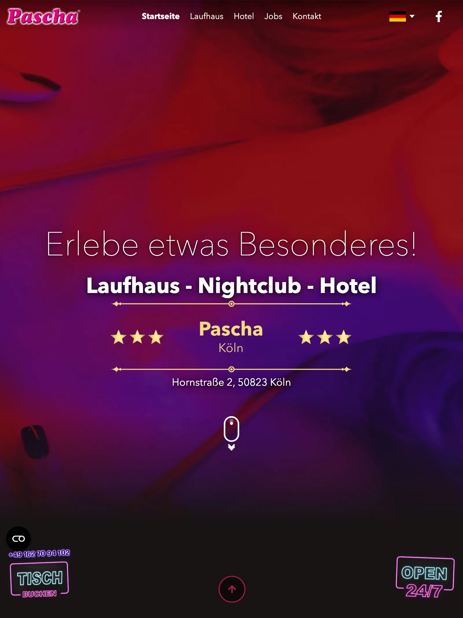 Website Pascha Köln — Tablet