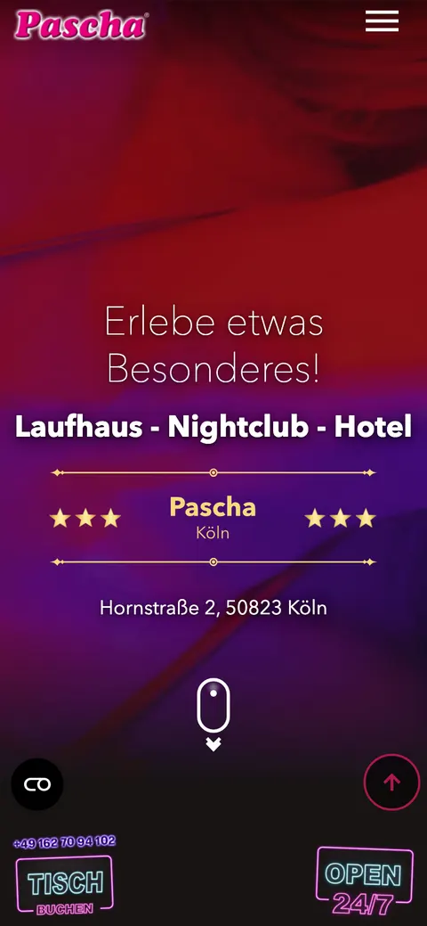 Website Pascha Köln — Handy