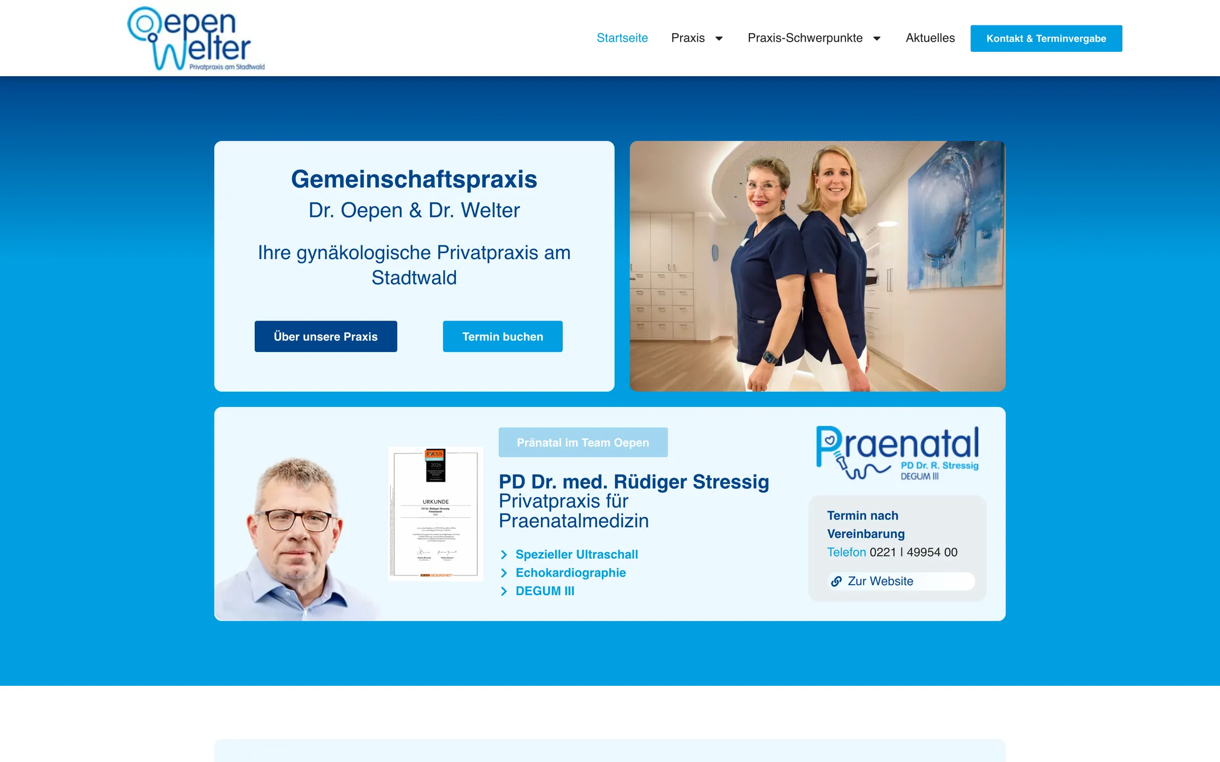 Website Praxis Oepen Welter — Startseite · Desktop