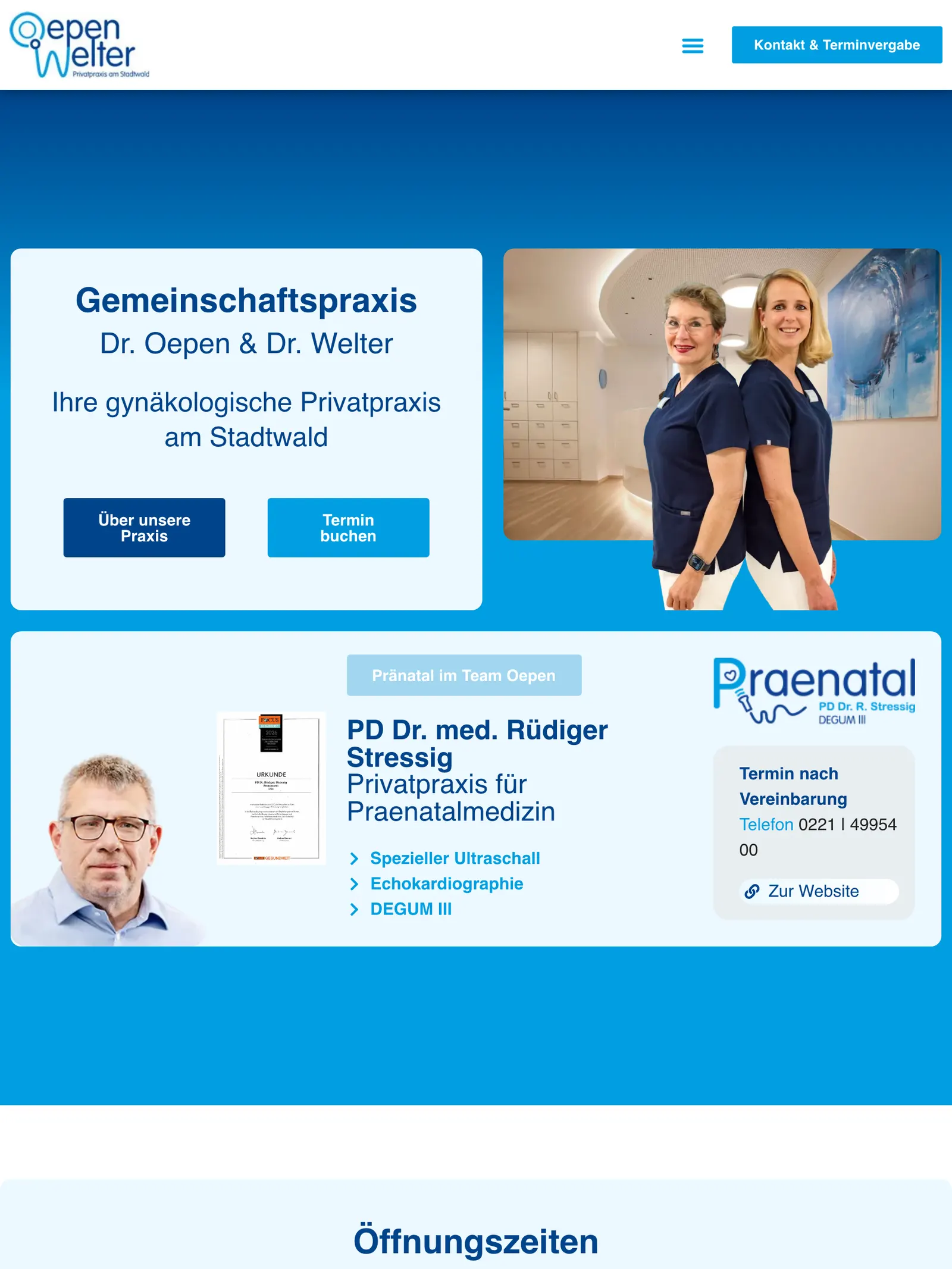 Praxis Oepen Welter web sitesi — Tablet