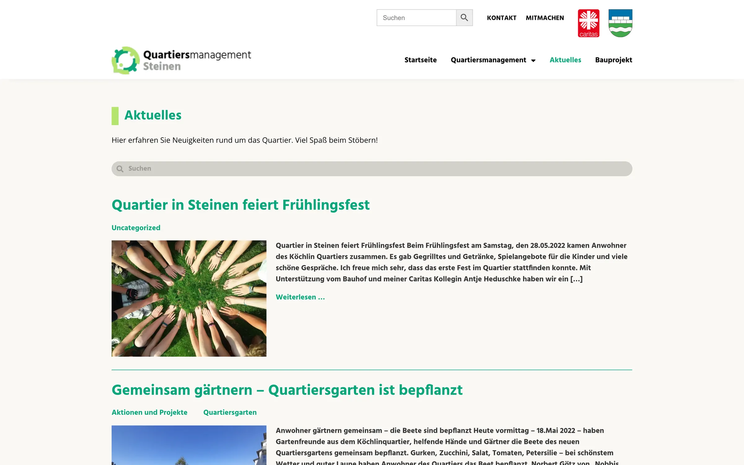 Website Quartiersmanagement Steinen — Unterseite 1