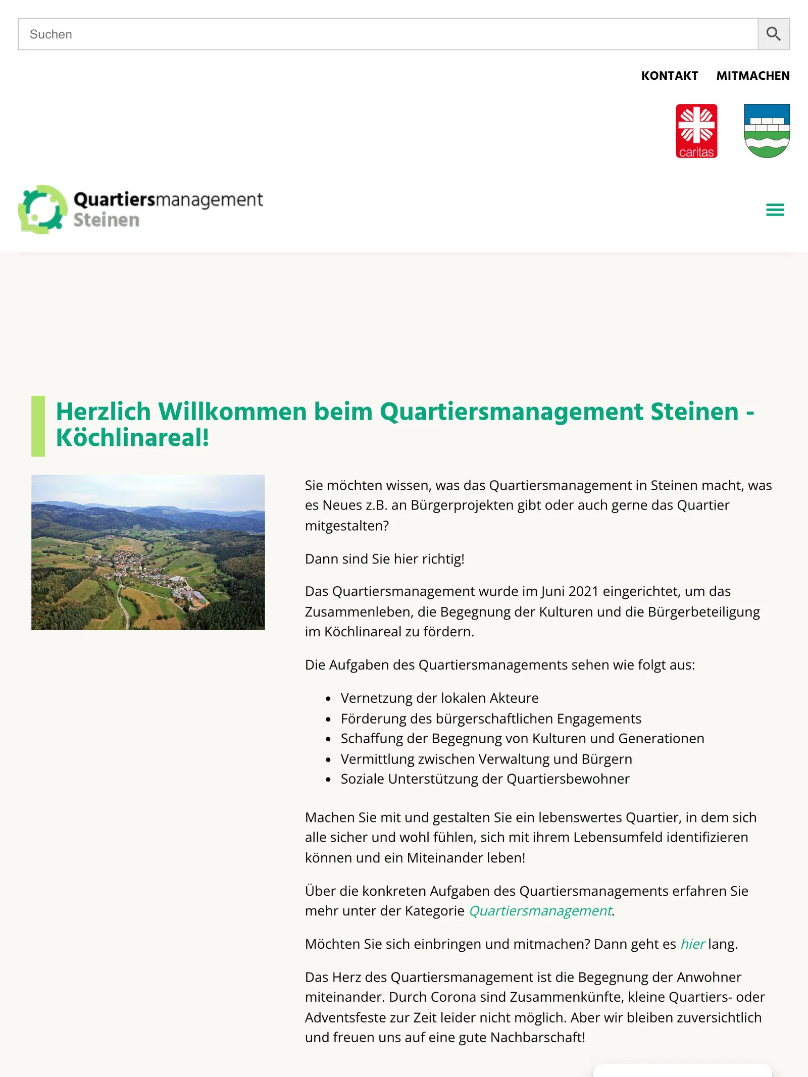 Website Quartiersmanagement Steinen — Tablet