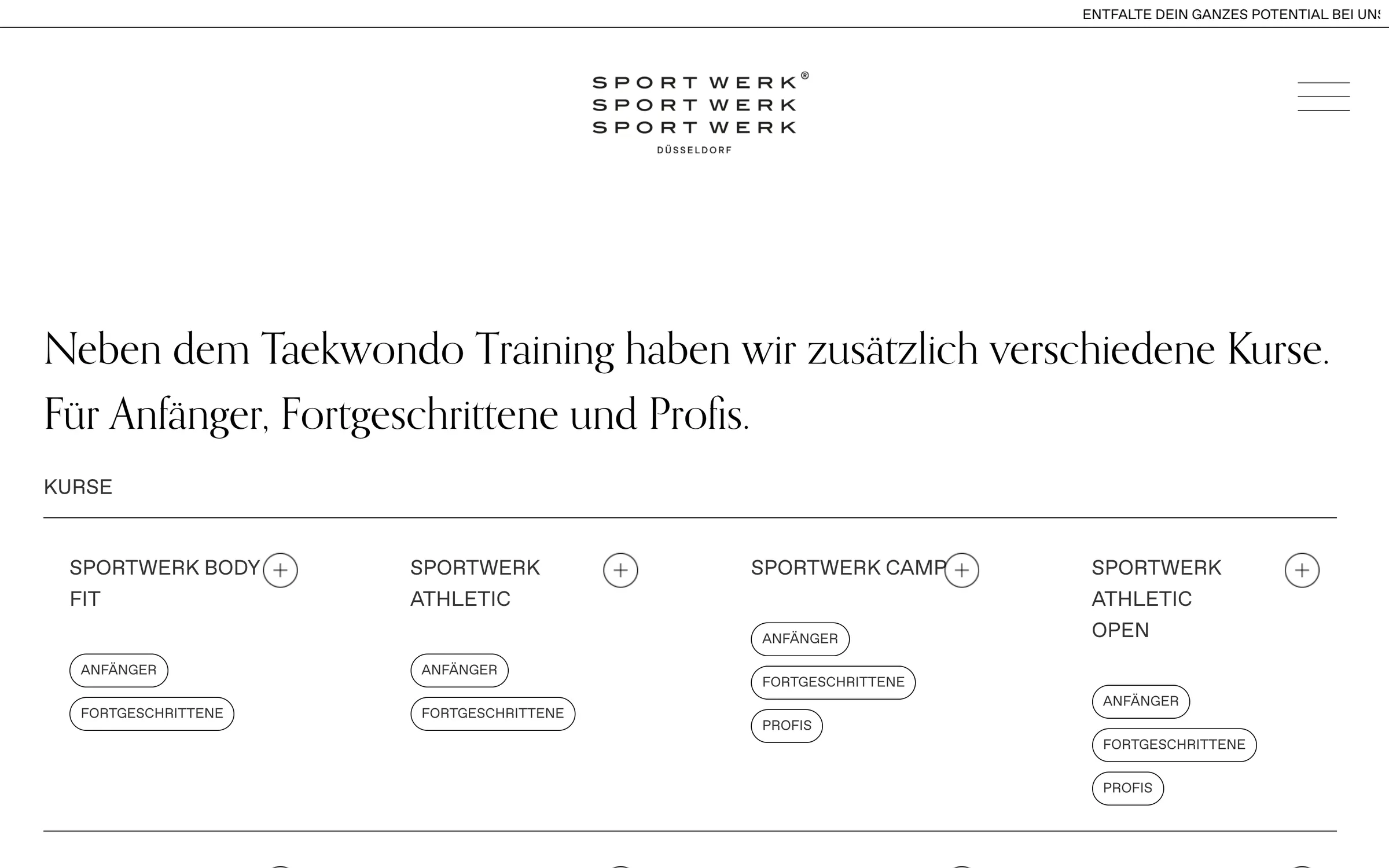 Website Sportwerk Düsseldorf — Unterseite 1