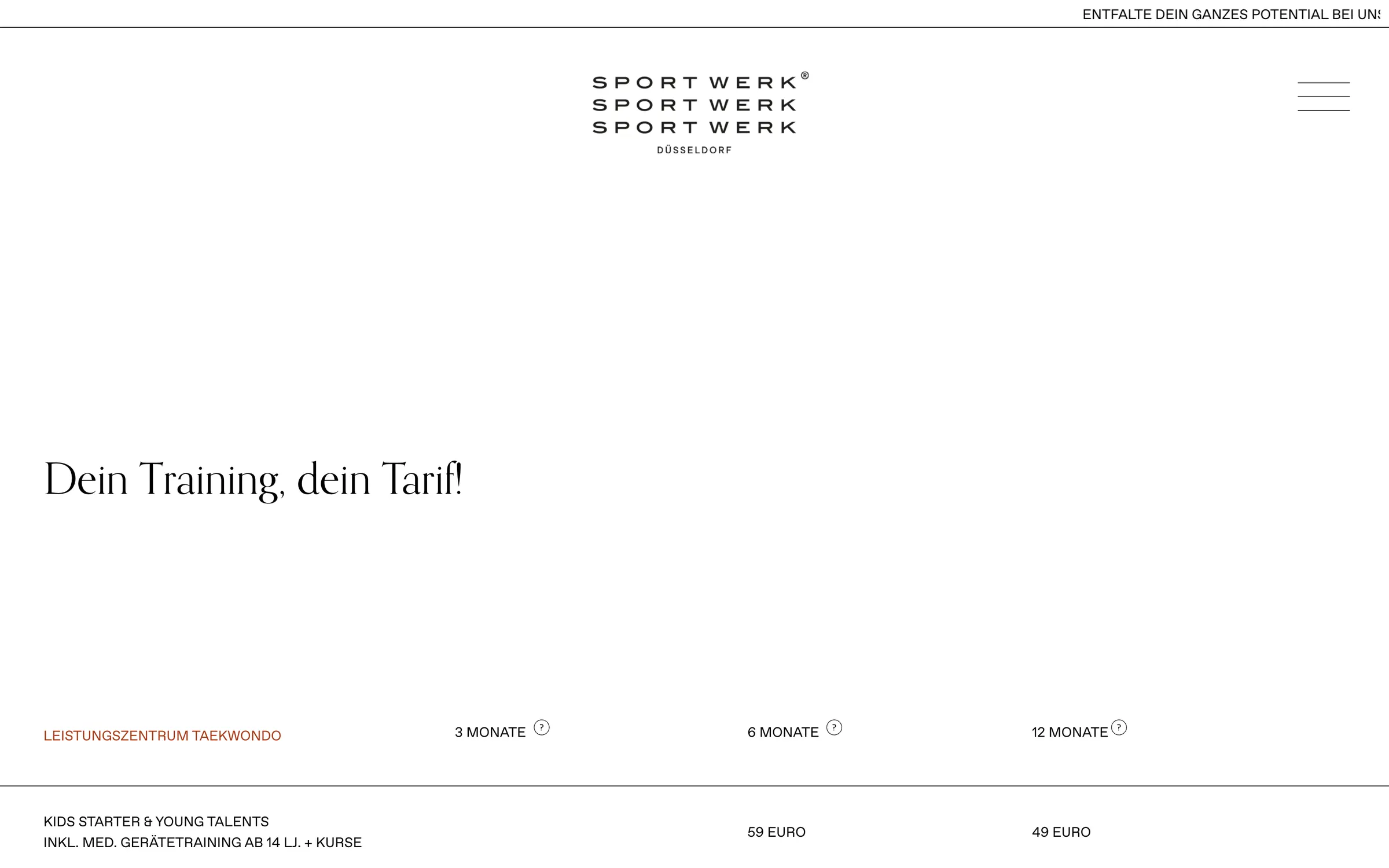 Website Sportwerk Düsseldorf — Unterseite 2