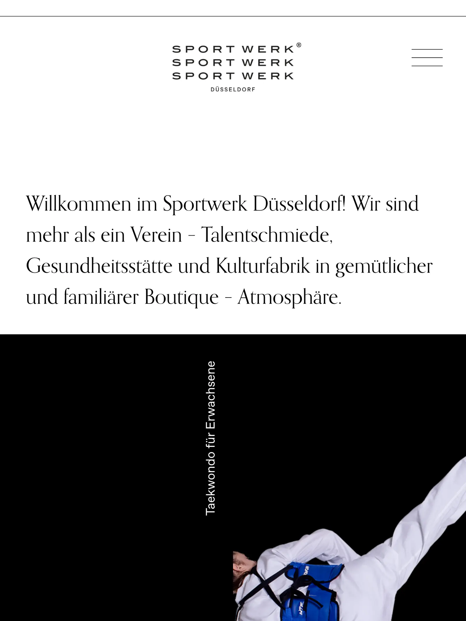Website Sportwerk Düsseldorf — Tablet